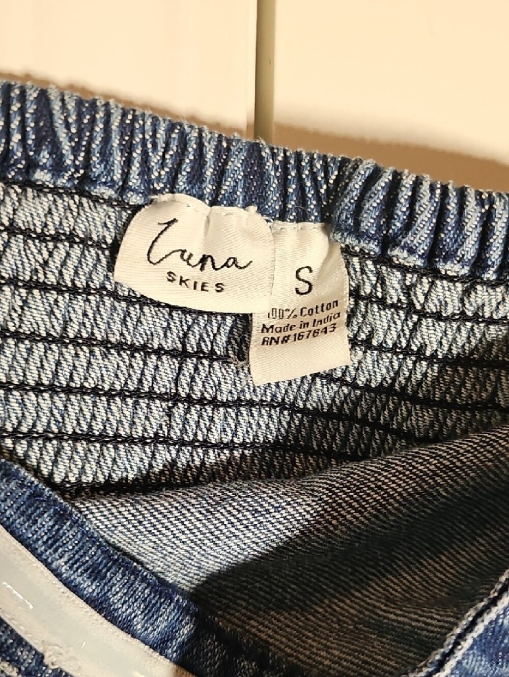 Strapless Denim Mini Dress in Dark Blue - Picture 3 of 5